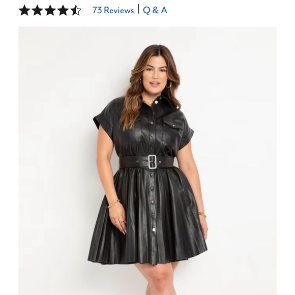 Faux Leather Dress With Pleated Skirt - Picture 8 of 8